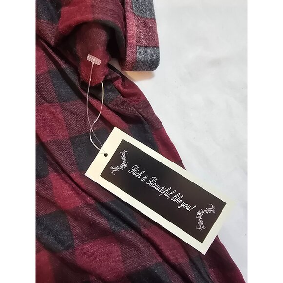 Red & Black Plaid Button-Up Shirt Lace Back Detail Roll-Up short Sleeves 2X Size - Picture 6 of 14